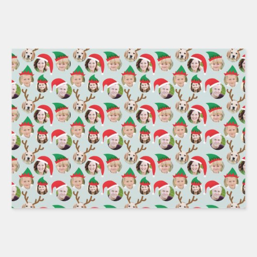 Weihnachts-Crew Sechs Foto Custom Gift Wrap Geschenkpapier Set (Vorderseite)