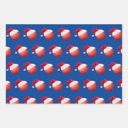 Weihnachts-Cricket-Ball Sport Weihnachtsfest Geschenkpapier Set (Vorderseite)