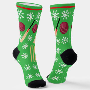 Weihnachts-Cricket-Bälle Wickets Schneeflocken Socken