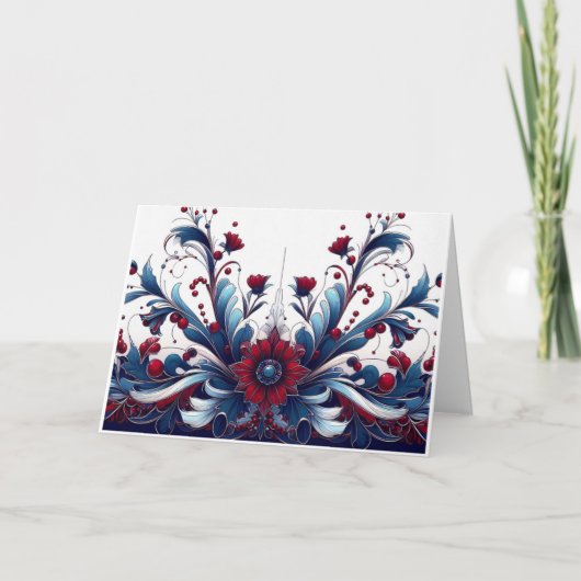 Weihnachts-Crimson & Sapphire Elegante Feiertagskarte (Vorderseite)