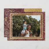 Weihnachts-Crimson und Gold Einladungspostkarte (Vorne/Hinten)