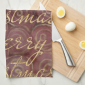 Weihnachts-Crimson und Gold Geschirrtuch (Viertel Falte)