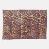 Weihnachts-Crimson und Gold Geschirrtuch (Horizontal)