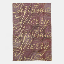 Weihnachts-Crimson und Gold Geschirrtuch