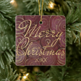 Weihnachts-Crimson und Gold Keramikornament