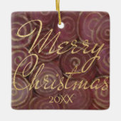 Weihnachts-Crimson und Gold Keramikornament (Vorderseite)
