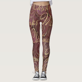 Weihnachts-Crimson und Gold Leggings