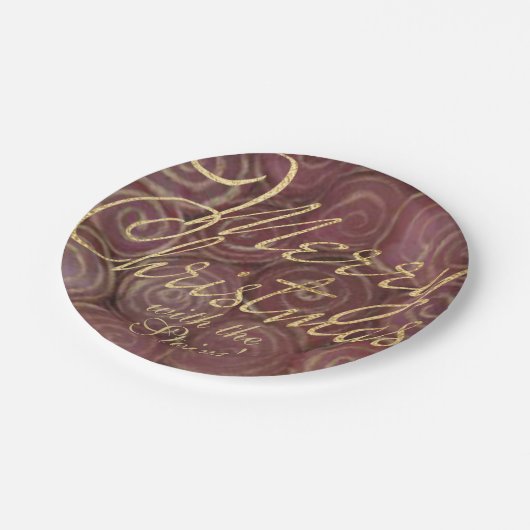 Weihnachts-Crimson und Gold Pappteller (Schrägansicht)