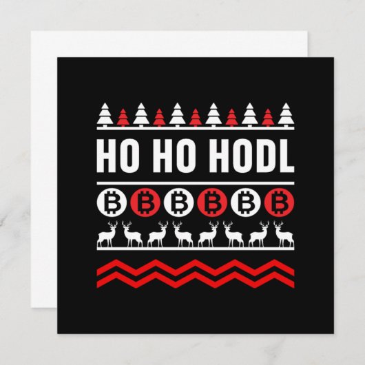 Weihnachts-Crypto Ho Hodl Bitcoin BTC Geldgeschenk Einladung (Vorne/Hinten)