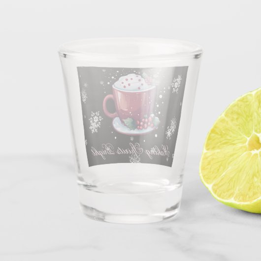 Weihnachts-Cup mit heißem Schokoladenglas Schnapsglas (Rückseite)