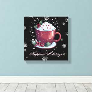 Weihnachts-Cup mit heißer Schokolade Schwarz Leinwanddruck