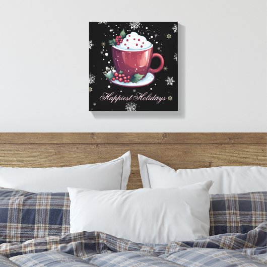 Weihnachts-Cup mit heißer Schokolade | Schwarz Leinwanddruck (Insitu (Schlafzimmer))