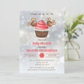 Weihnachts Cupcake Baby Dusche Einladung (Stehend Vorderseite)