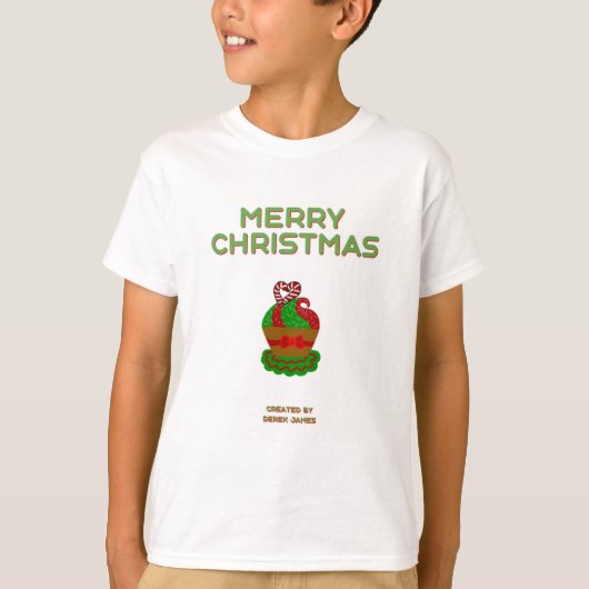 Weihnachts Cupcake Boy's White Basic T Shirt (Vorderseite)