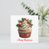 Weihnachts-Cupcake Feiertagskarte (Stehend Vorderseite)