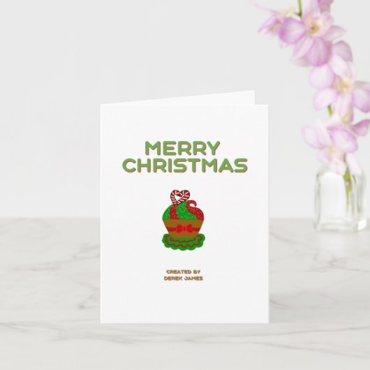 Weihnachts Cupcake Kleine vertikale Grußkarte Karte (Orchidee)