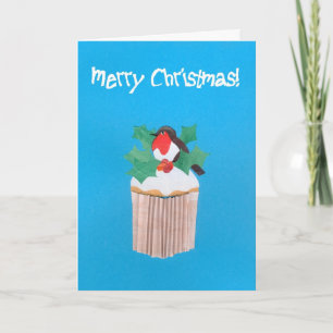 Weihnachts-Cupcake mit Robin RedBrustkorb Feiertagskarte
