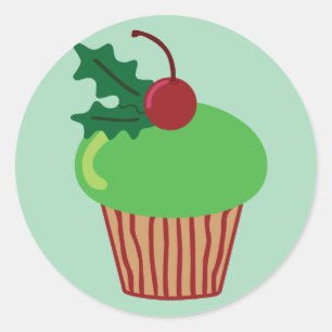 Weihnachts-Cupcake Runder Aufkleber