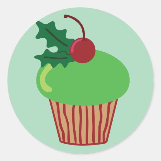 Weihnachts-Cupcake Runder Aufkleber (Vorderseite)