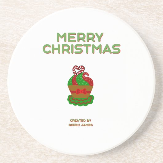 Weihnachts Cupcake Sandstone Untersetzer (Vorne)