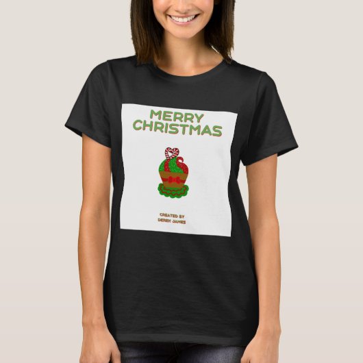 Weihnachts Cupcake Women's Black Basic T Shirt (Vorderseite)