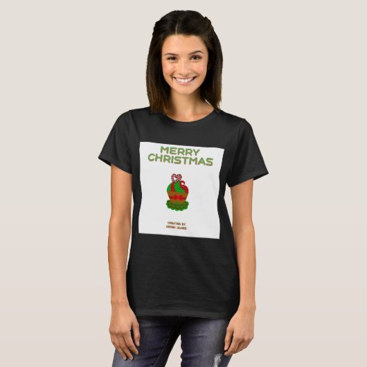 Weihnachts Cupcake Women's Black Basic T Shirt (Vorne ganz)