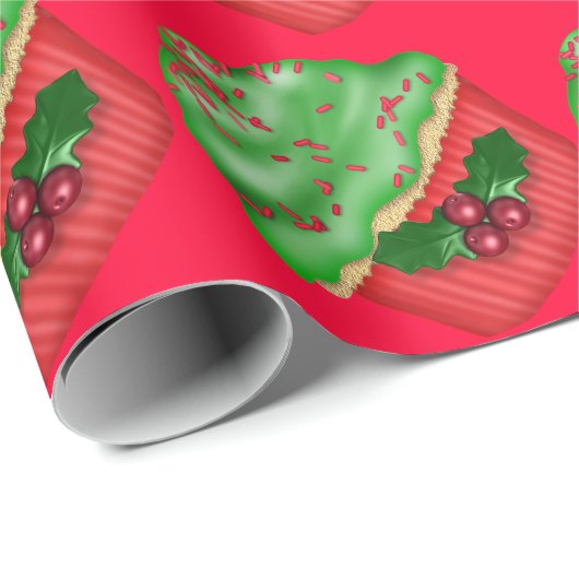 Weihnachts-Cupcake-Wrapping Geschenkpapier (Rolleneckpunkt)