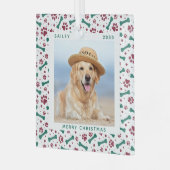 Weihnachts Custom Dog Foto Niedlich Paw Prints Pet Ornament Aus Glas (Vorderseite links)