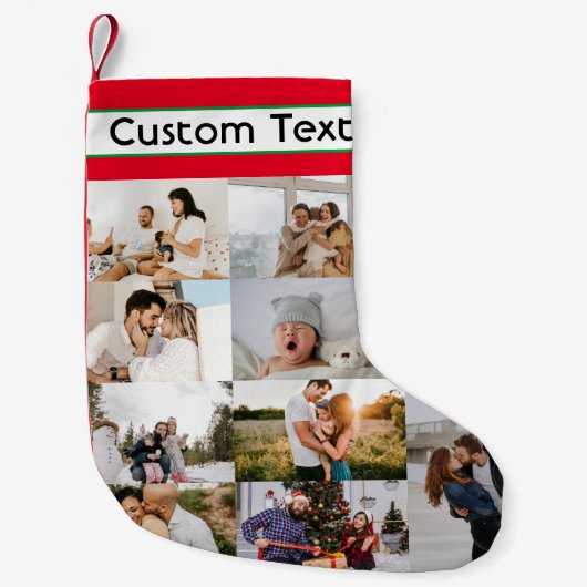 Weihnachts Custom Family Foto Collage benutzerdefi Kleiner Weihnachtsstrumpf (Vorderseite)