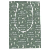 Weihnachts Custom Family Name Sage Green Mittlere Geschenktüte (Vorderseite)