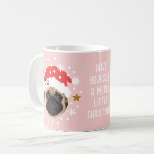 Weihnachts Custom Foto Funny Elf Santa Pink Pink Kaffeetasse (Vorderseite Links)