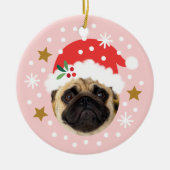 Weihnachts Custom Foto Niedlich Santa Elf Funny Pi Keramik Ornament (Vorne)