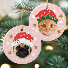 Weihnachts Custom Foto Niedlich Santa Elf Funny Pi Keramik Ornament