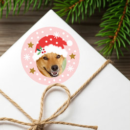 Weihnachts Custom Foto Weihnachtsmannmütze Funny P Runder Aufkleber