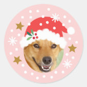 Weihnachts Custom Foto Weihnachtsmannmütze Funny P Runder Aufkleber (Vorderseite)