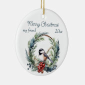 Weihnachts Custom Friend Chickadee Bird Wreath Keramik Ornament (Rechts)