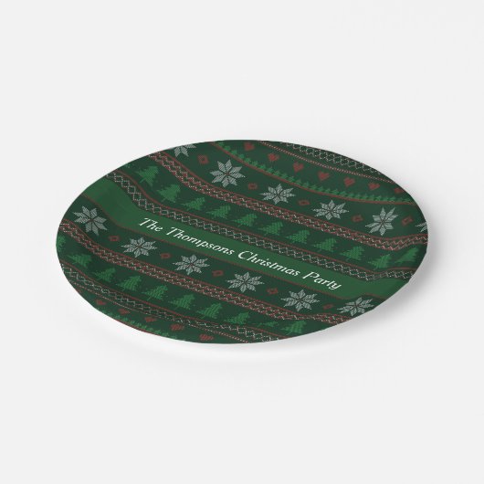 Weihnachts Custom Green Holiday Party Pappteller (Schrägansicht)