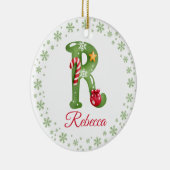 Weihnachts Custom Initial Monogram Family Keepake Keramik Ornament (Rechts)