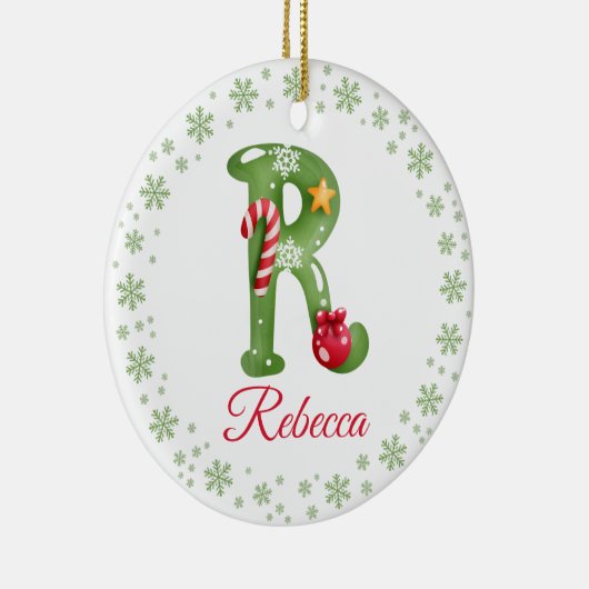 Weihnachts Custom Initial Monogram Family Keepake Keramik Ornament (Rechts)
