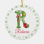 Weihnachts Custom Initial Monogram Family Keepake Keramik Ornament (Vorne)