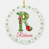 Weihnachts Custom Initial Monogram Family Keepake Keramik Ornament (Hinten)
