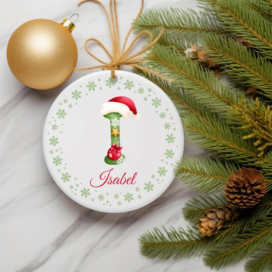 Weihnachts Custom Initial Monogram Family Keepake Keramik Ornament