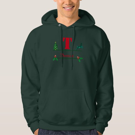 Weihnachts Custom Monogram & Name Men Hoodie (Vorderseite)