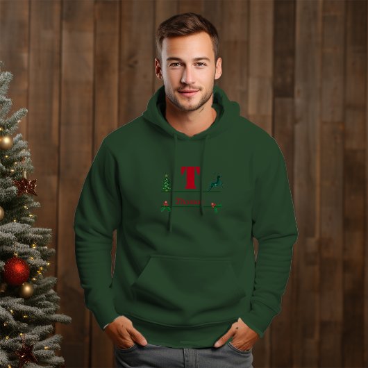 Weihnachts Custom Monogram & Name Men Hoodie