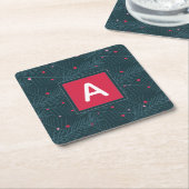 Weihnachts Custom Monogram Red Green Holiday Rechteckiger Pappuntersetzer (angewinkelt)