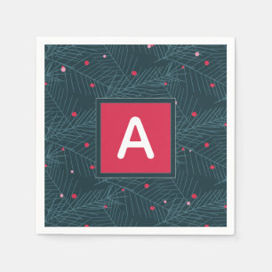 Weihnachts Custom Monogram Red Green Holiday Serviette