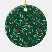 Weihnachts Custom Pet Foto Blätter Berries Keramik Ornament (Hinten)