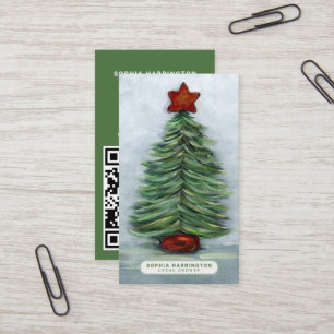 Weihnachts Custom QR Code Scannable Holiday Visitenkarte