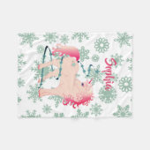 Weihnachts Custom Unicorn Girl Snowflake Fleecedecke (Vorderseite (Horizontal))