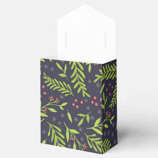 Weihnachts-Cypress-Schneeflocken Berries Rote Blum Geschenkschachtel (Geöffnet)